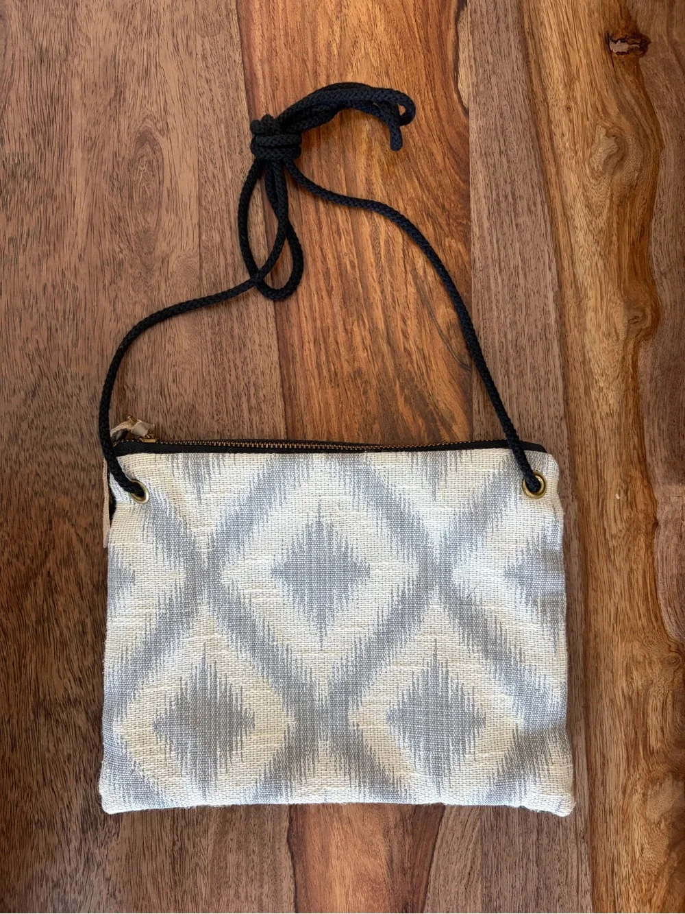 Black Crossbody Bag with Green Floral Applique